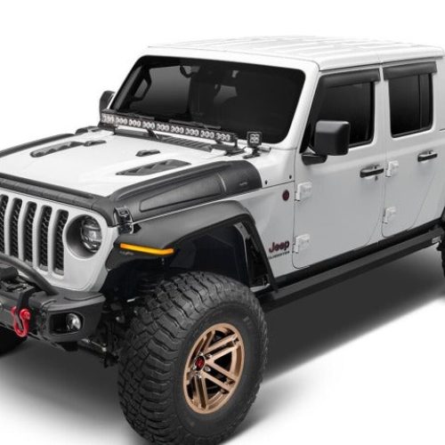 Bushwacker 18-22 Jeep Wrangler 2/4dr / 20-22 Jeep Gladiator Trail Armor Hood Armor (3pc) – Tex. Blk