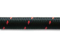 Vibrant Performance 10ft Roll of Black Red Nylon Braid Flex Hose; AN Size: -12; Hose ID: 0.68" (11972R)